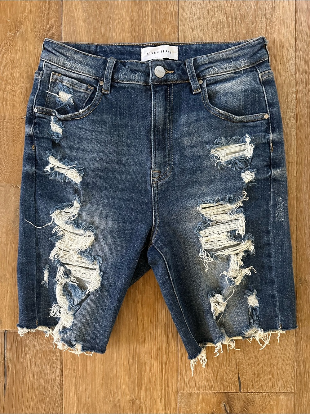 NWOT Risen High Rise Bermuda Denim Shorts size Medium